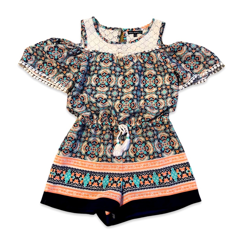 Sequin hearts girls romper size small (6x/7)